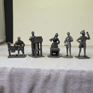 The Franklin Mint People of Colonial America  Fine Pewter Set of 5 1974-75